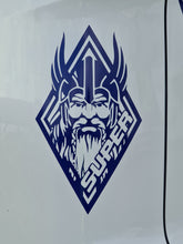 Load image into Gallery viewer, SUPER Corner shield stickers with Viking face
