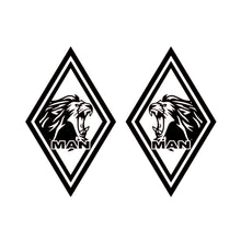 Load image into Gallery viewer, MAN corner shield stickers with lion
